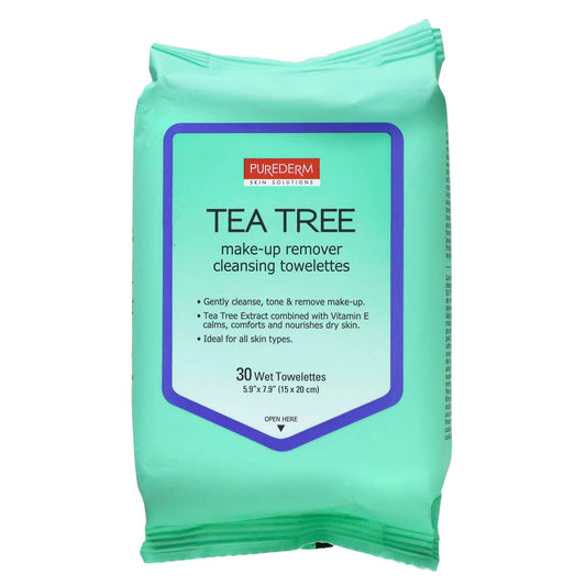 Purederm-Make-Up Remover Cleansing Towelettes-Tea Tree-30 Wet Towelettes