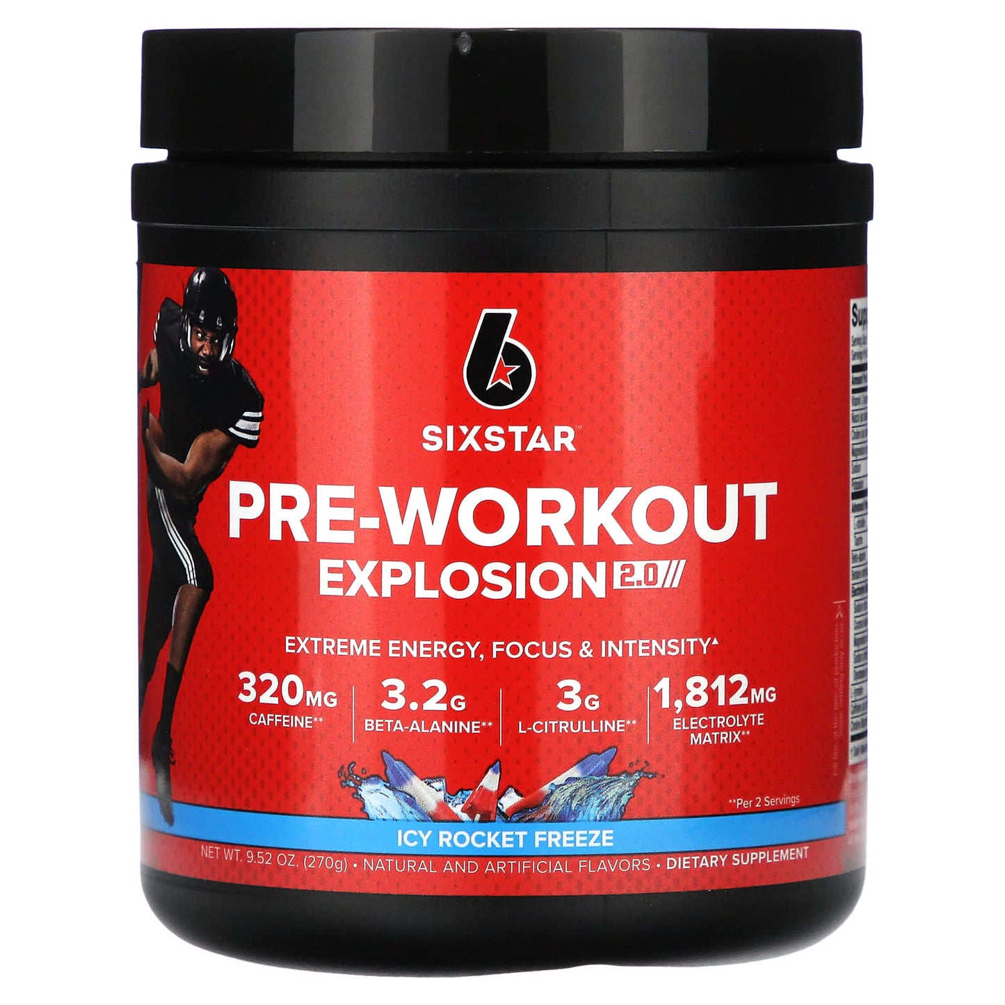 SIXSTAR-Pre-Workout Explosion 2.0-Icy Rocket Freeze-9.52 oz (270 g)