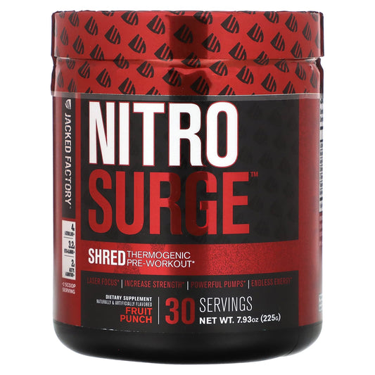 Jacked Factory-Nitro Surge-Shred Thermogenic Pre-Workout-Fruit Punch-7.93 oz. (225 g)