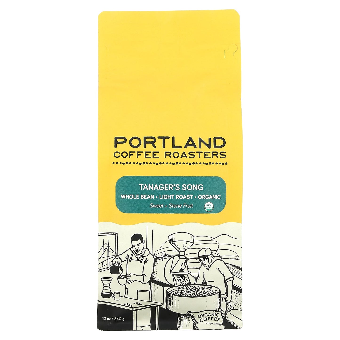 Portland Coffee Roasters-Organic Coffee-Whole Bean-Light Roast-Tanager's Song-12 oz (340 g)