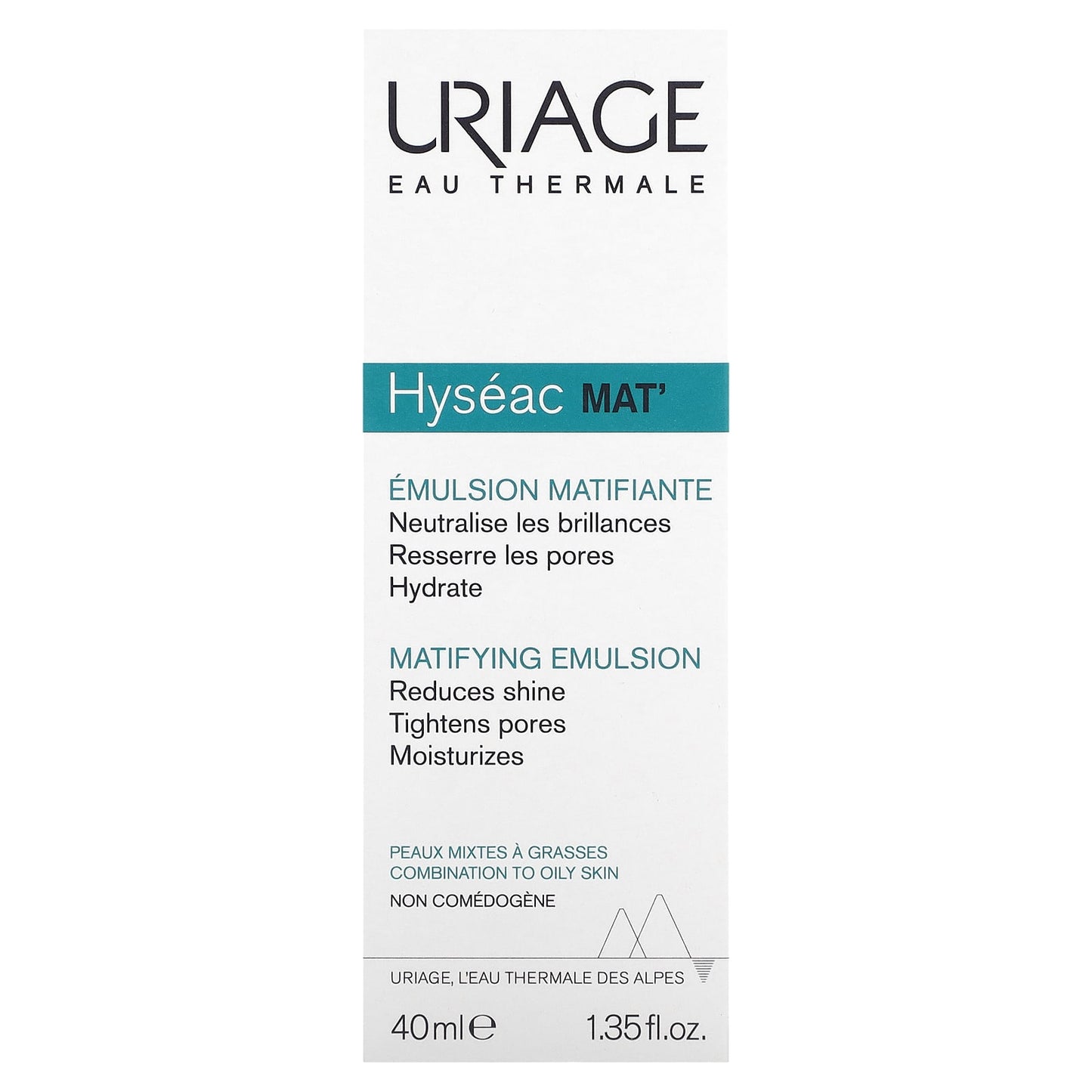 Uriage, Hyséac Mat, Matifying Emulsion, Combination to Oily Skin, 1.35 fl oz (40 ml)