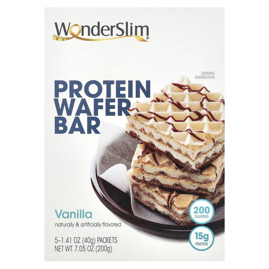 WonderSlim-Protein Wafer Bar-Vanilla-5 Packets-1.41 oz (40 g) Each