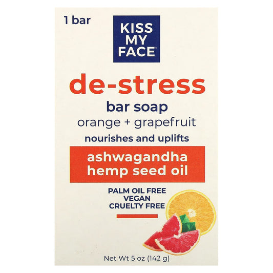 Kiss My Face-De-Stress-Bar Soap-Orange + Grapefruit-5 oz (142 g)