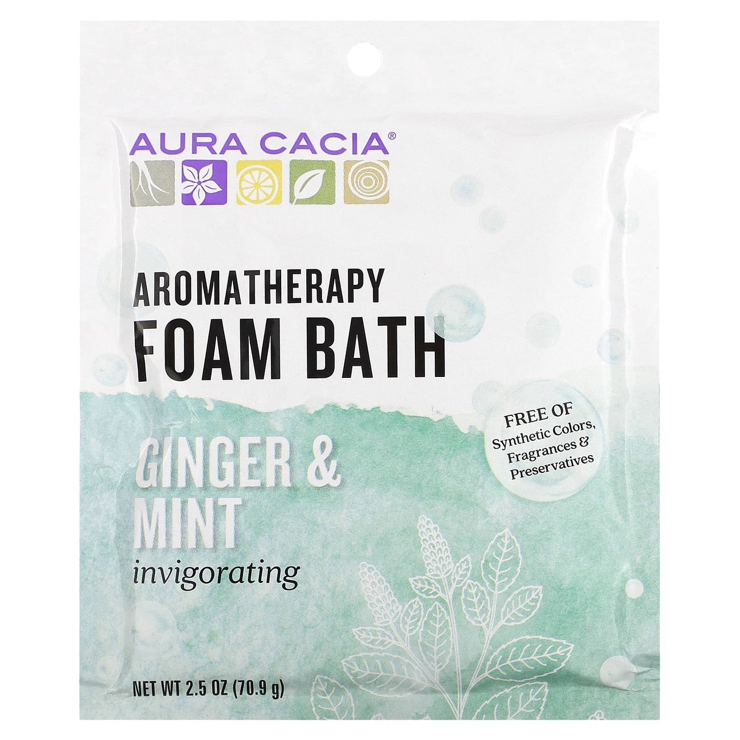 Aura Cacia-Aromatherapy Foam Bath-Ginger & Mint-2.5 oz (70.9 g)