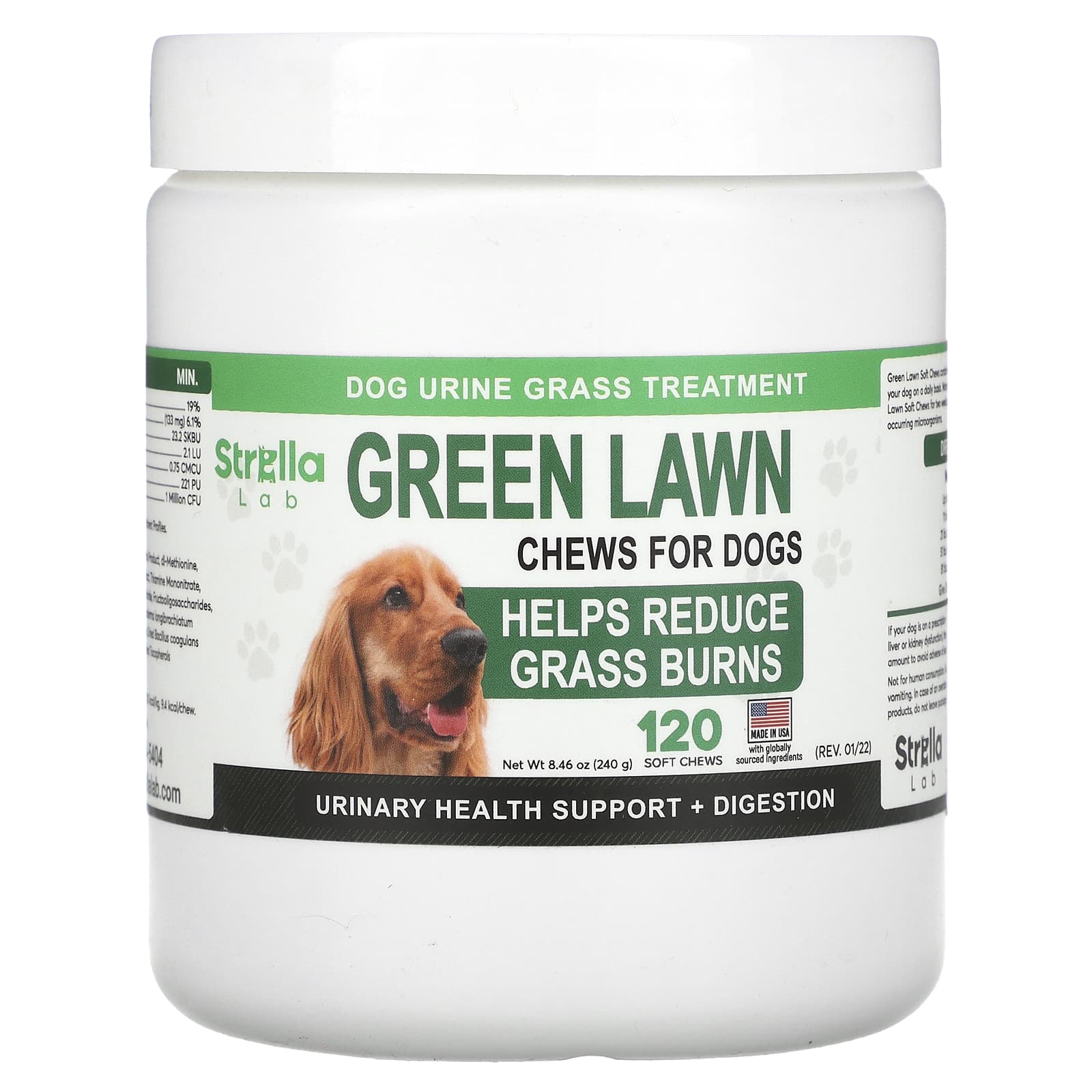 StrellaLab-Green Lawn Chews For Dogs-120 Soft Chews-8.46 oz (240 g)