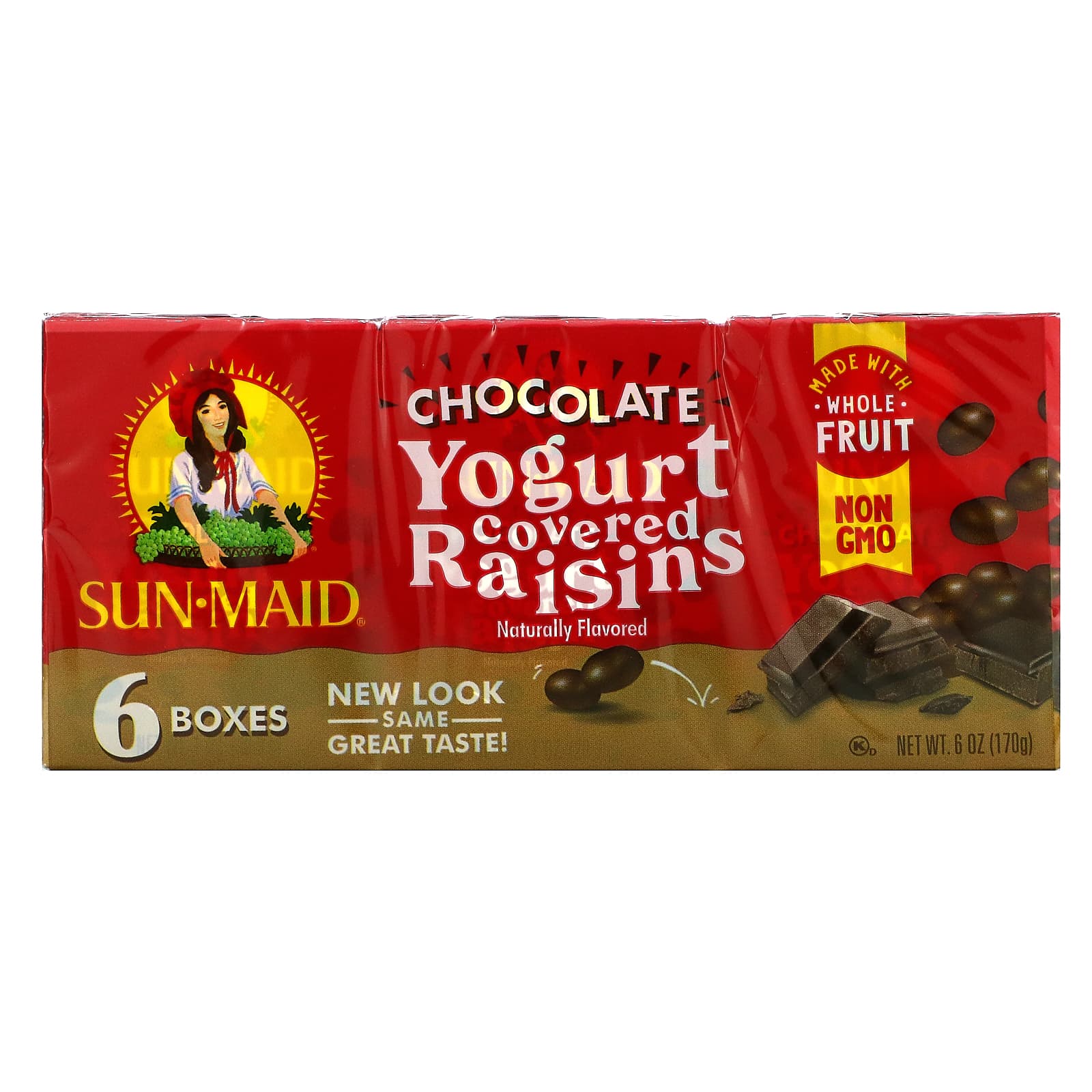 Sun-Maid-Yogurt Covered Raisins-Chocolate-6 Boxes-1 oz (28.3 g) Each