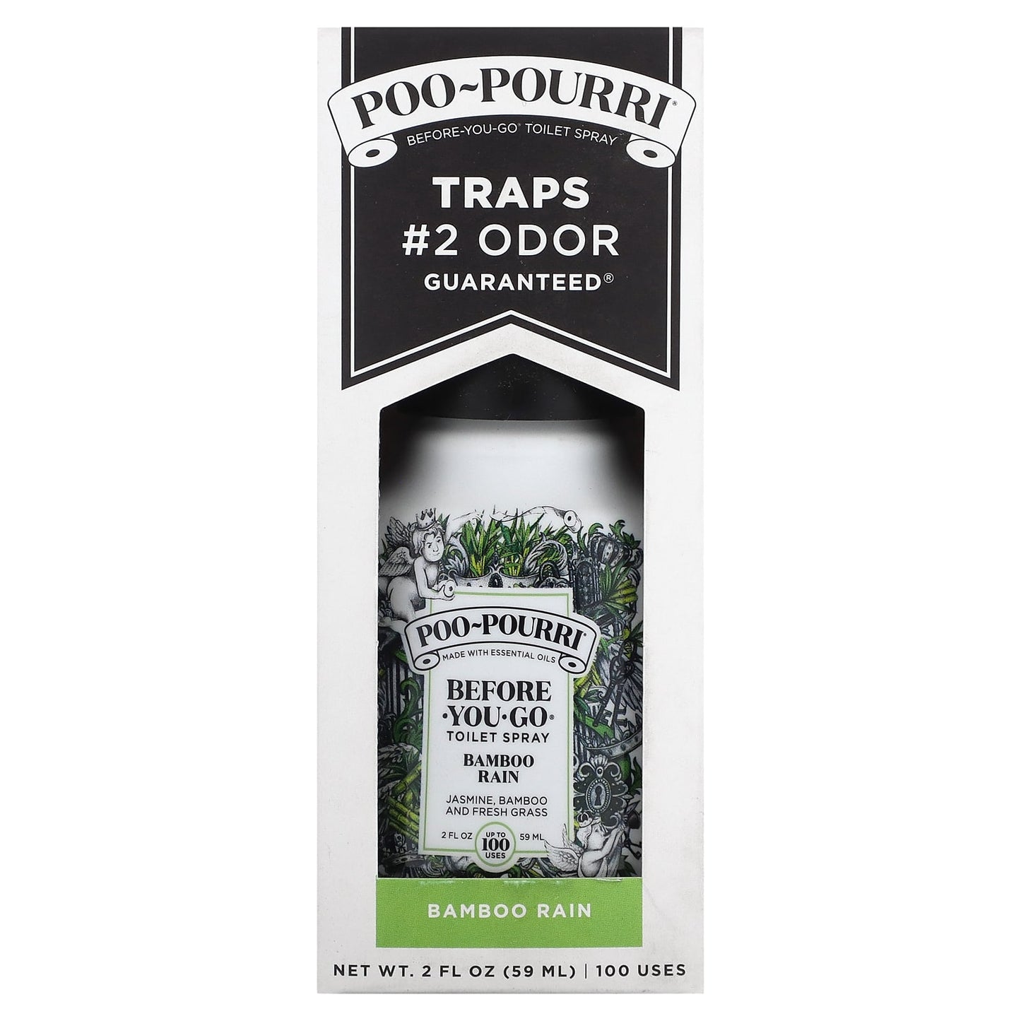 Poo-Pourri-Before-You-Go Toilet Spray-Bamboo Rain-Jasmine-Bamboo & Fresh Grass-2 oz (59 ml)