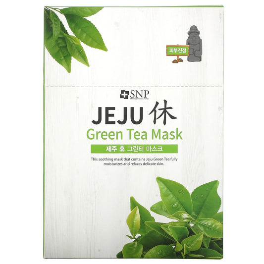 SNP-Jeju Green Tea Beauty Mask-10 Sheets-0.74 fl oz (22 ml) Each