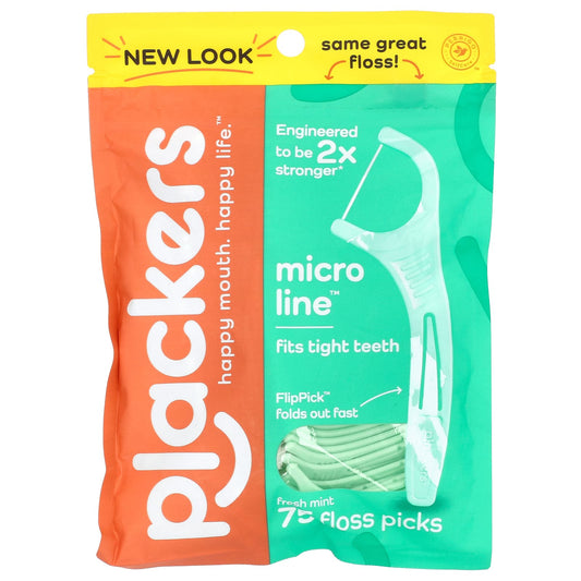 Plackers-Micro Line-Floss Picks-Fresh Mint-75 Count