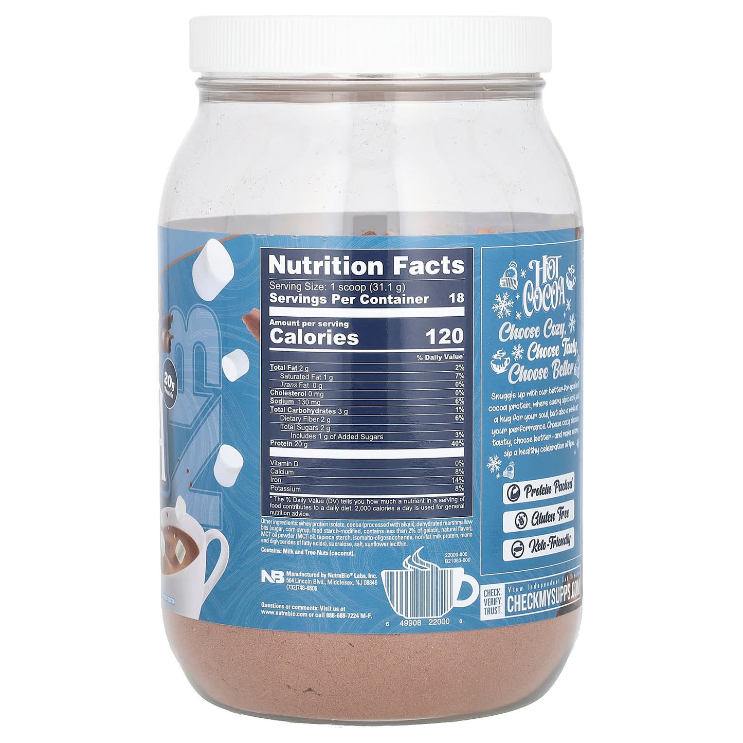 NutraBio, Hot Cocoa, 1.23 lb (560 g)