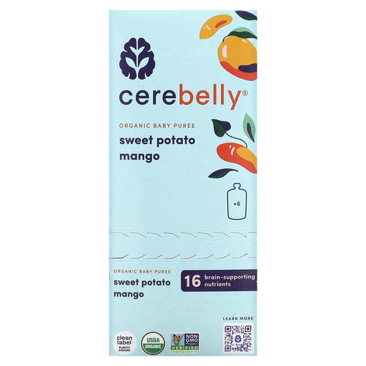 Cerebelly-Organic Baby Puree-Sweet Potato-Mango-6 Pouches-4 oz (113 g) Each