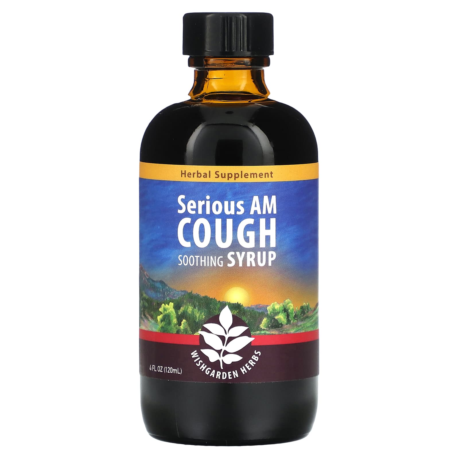 WishGarden Herbs-Serious AM Cough Soothing Syrup-4 fl oz (120 ml)