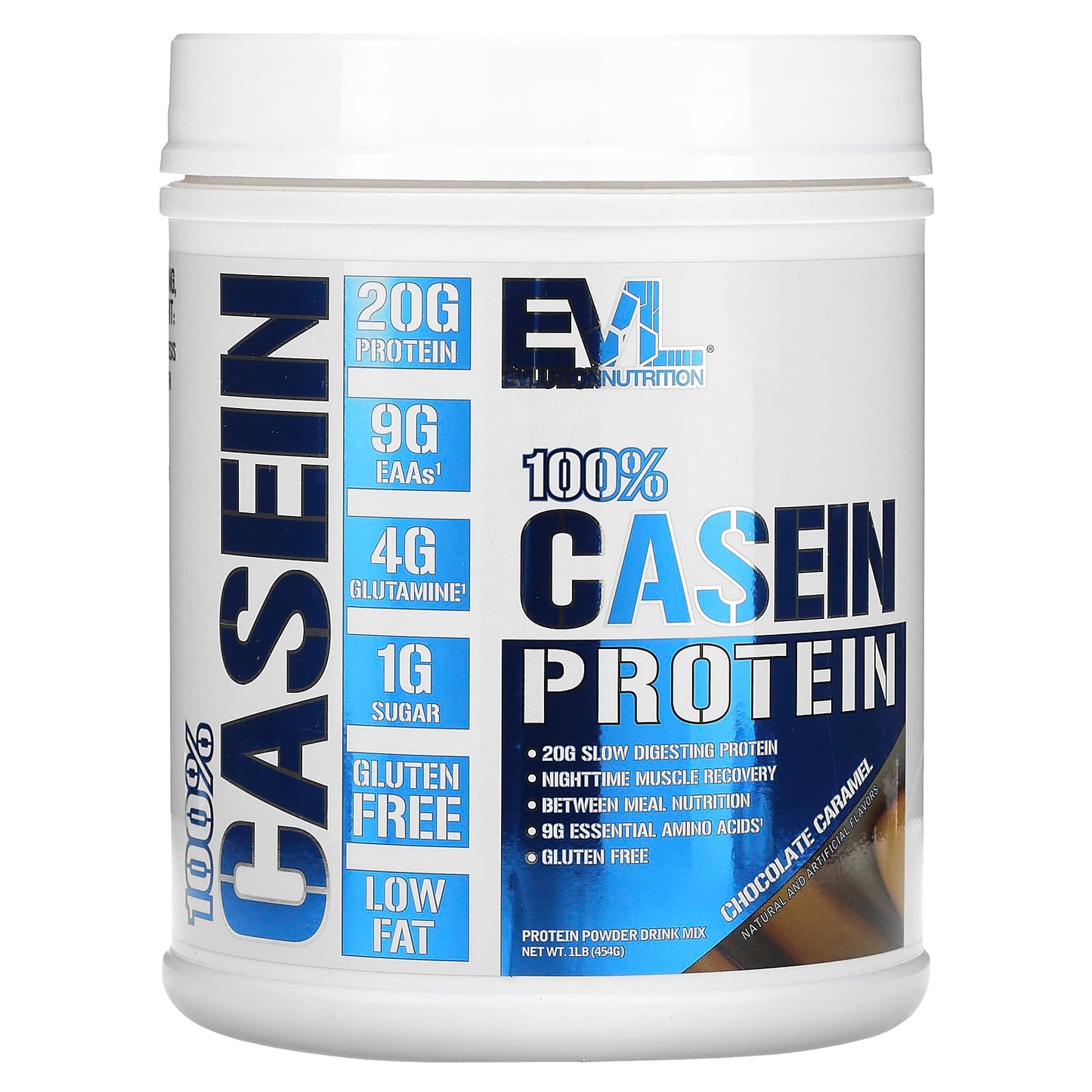 EVLution Nutrition-100% Casein Protein-Chocolate Caramel-1 lb (454 g)