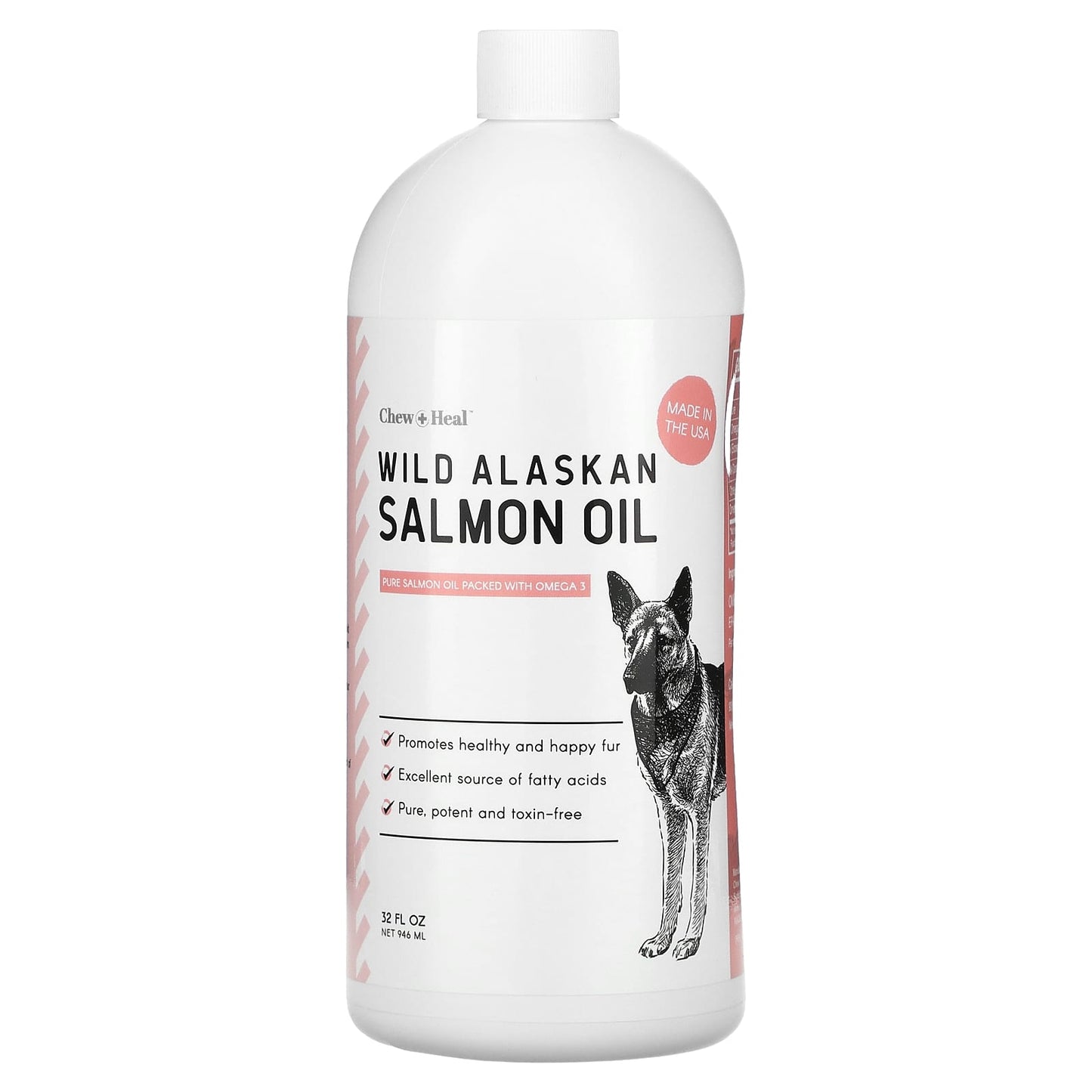 Chew + Heal-Wild Alaskan Salmon Oil-For Dogs-32 fl oz (946 ml)