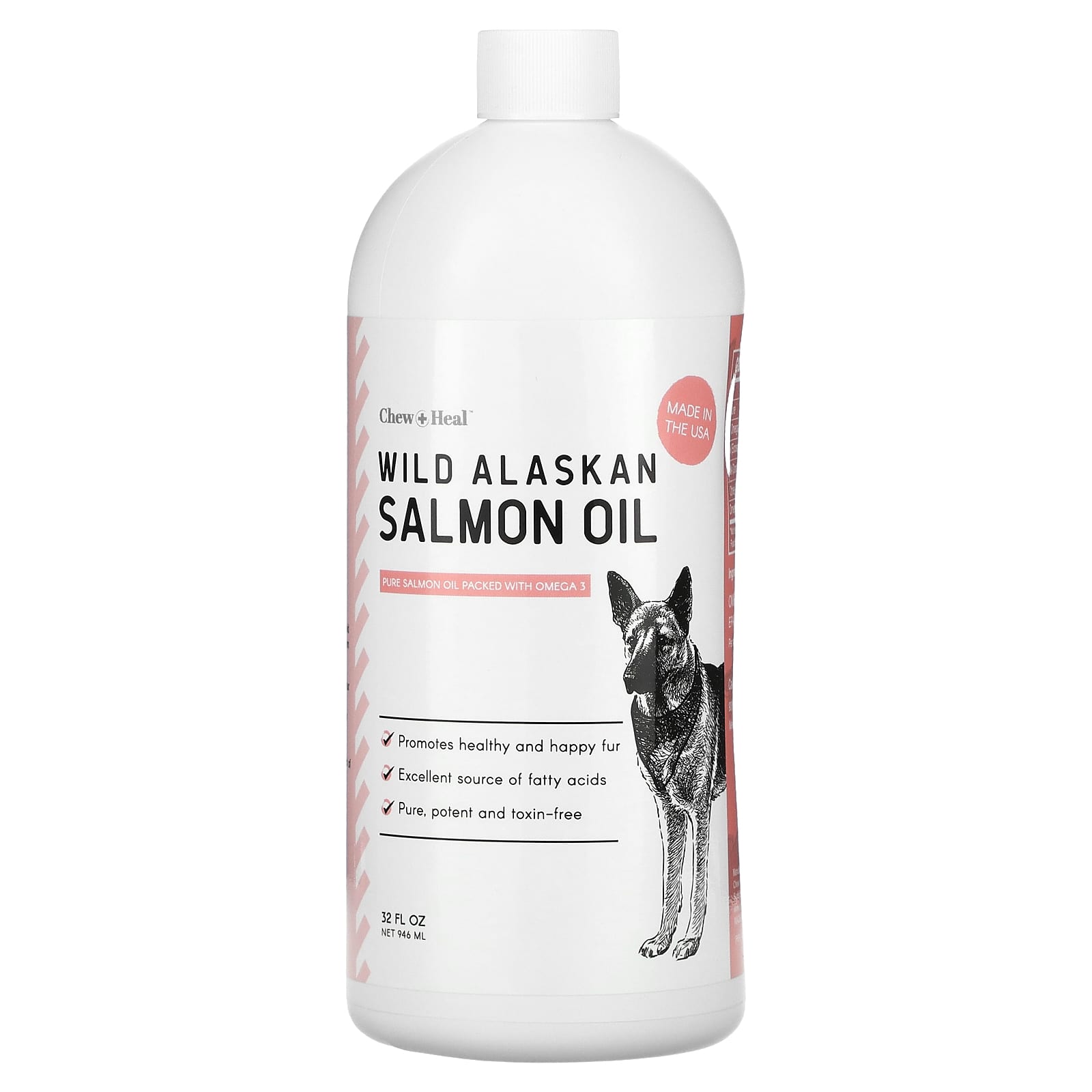 Chew + Heal-Wild Alaskan Salmon Oil-For Dogs-32 fl oz (946 ml)