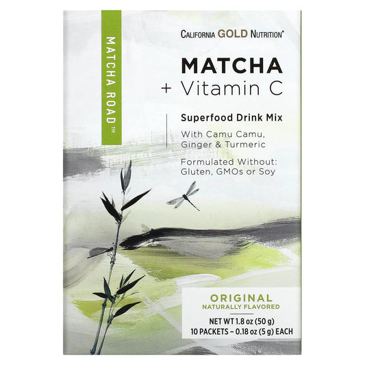 California Gold Nutrition-MATCHA ROAD-Matcha + Vitamin C - Original-10 Count