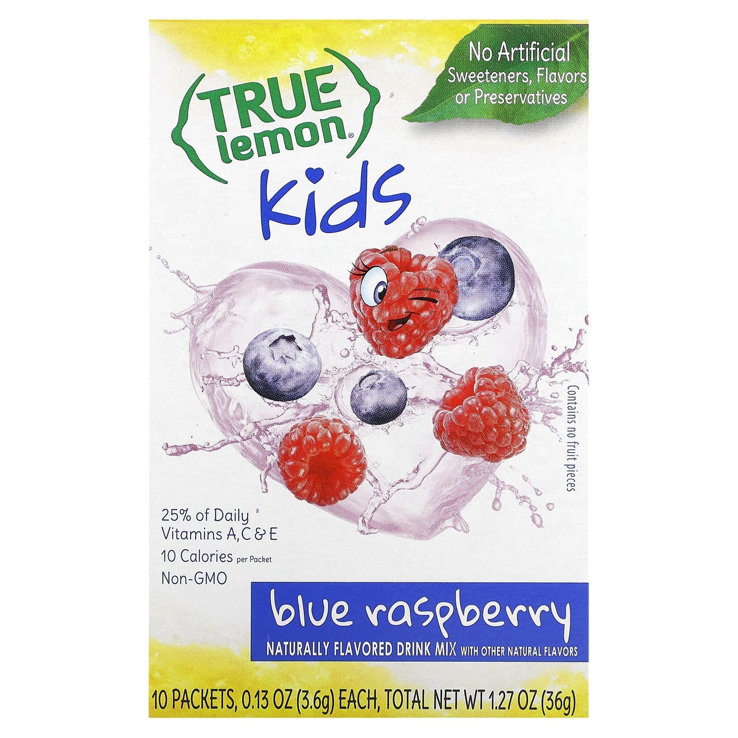 True Citrus-True Lemon-Kids Drink Mix-Blue Raspberry-10 Packets-0.13 oz (3.6 g) Each