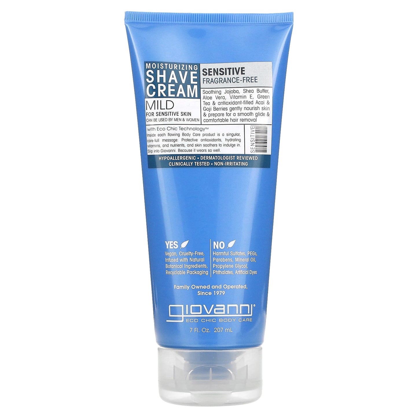 Giovanni-Moisturizing Shave Cream-Sensitive-Fragrance Free-7 fl oz (207 ml)