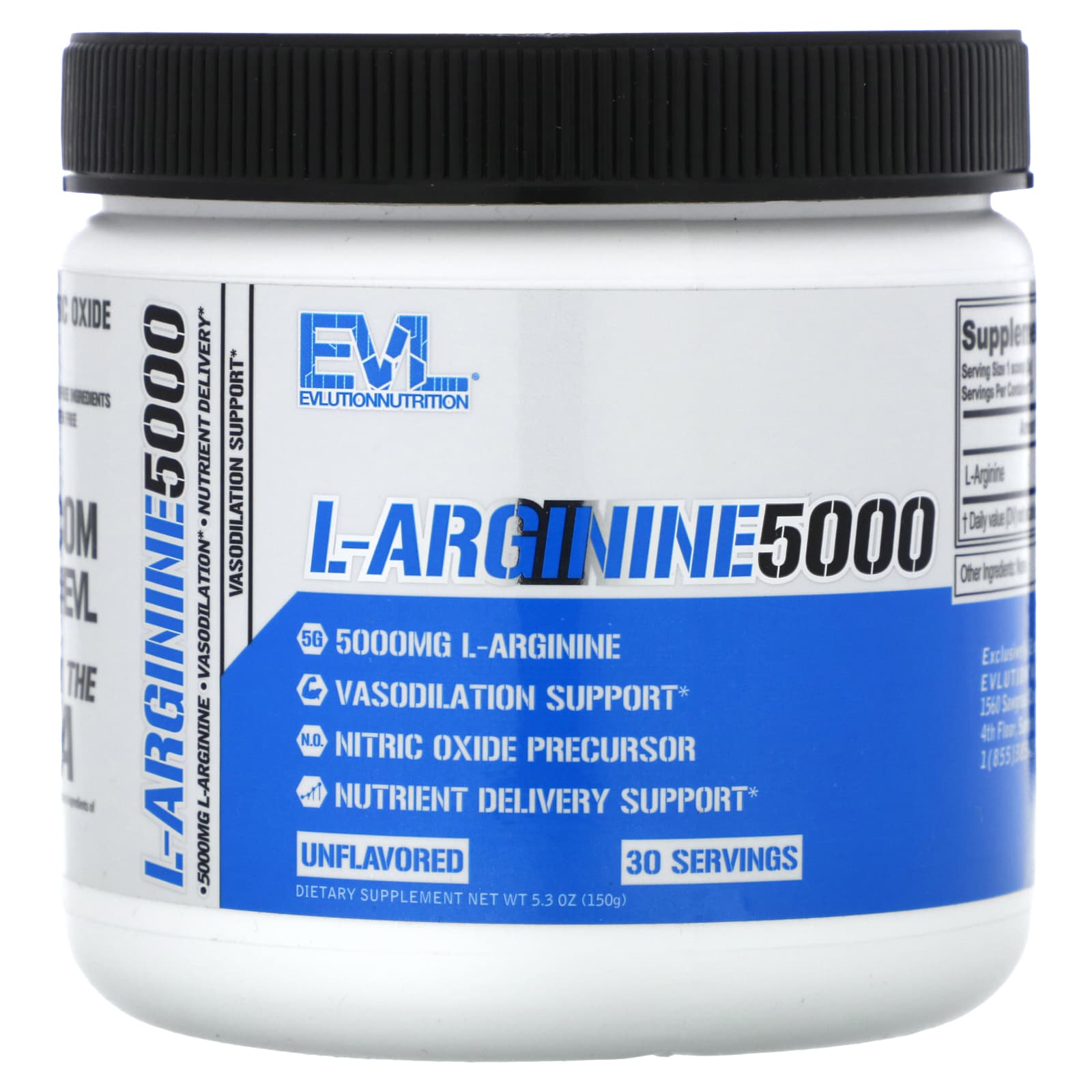 EVLution Nutrition-L-Arginine 5000-Unflavored-5.3 oz (150 g)