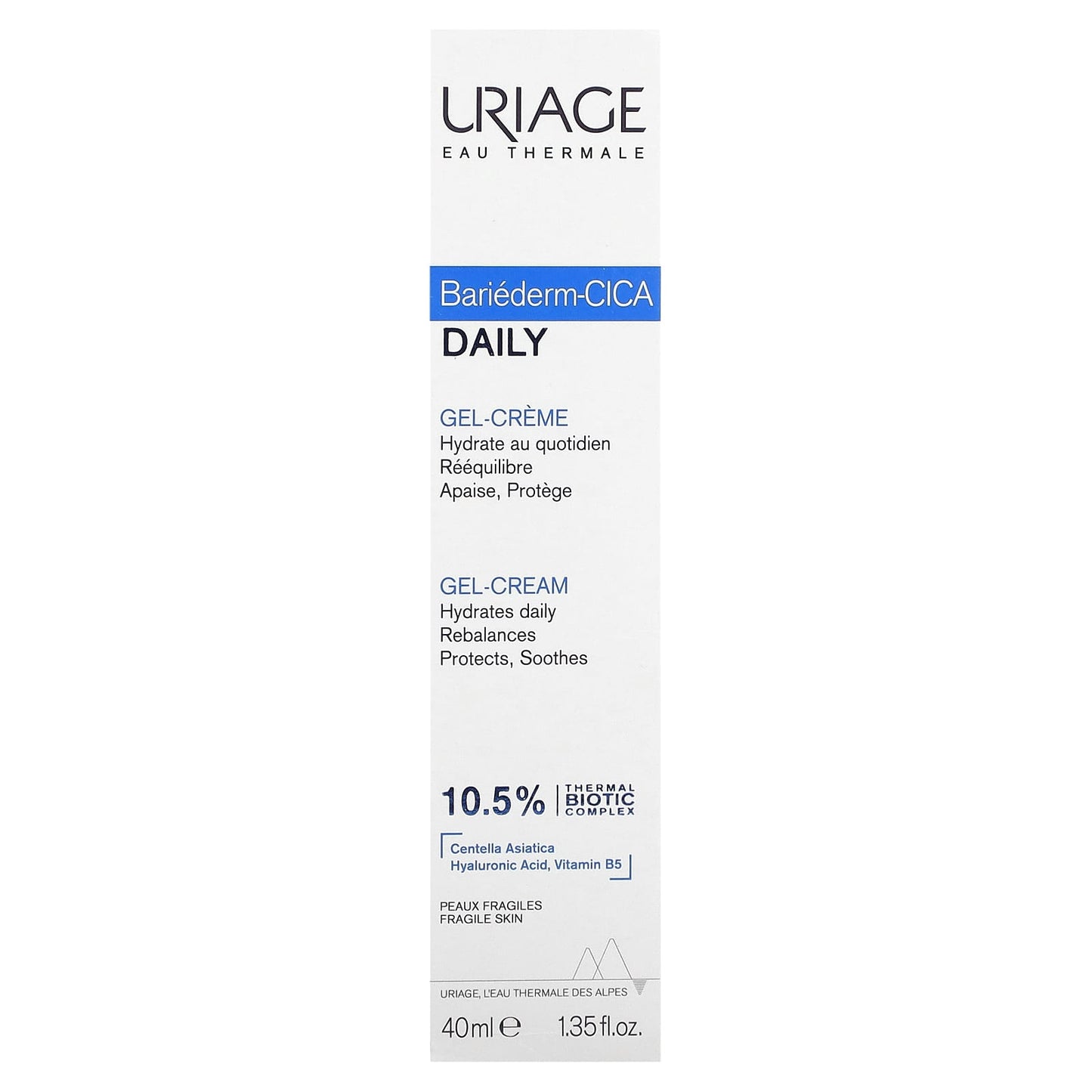 Uriage, Bariéderm-CICA, Daily Gel-Cream, Fragile Skin, Unscented, 1.35 fl. oz (40 ml)