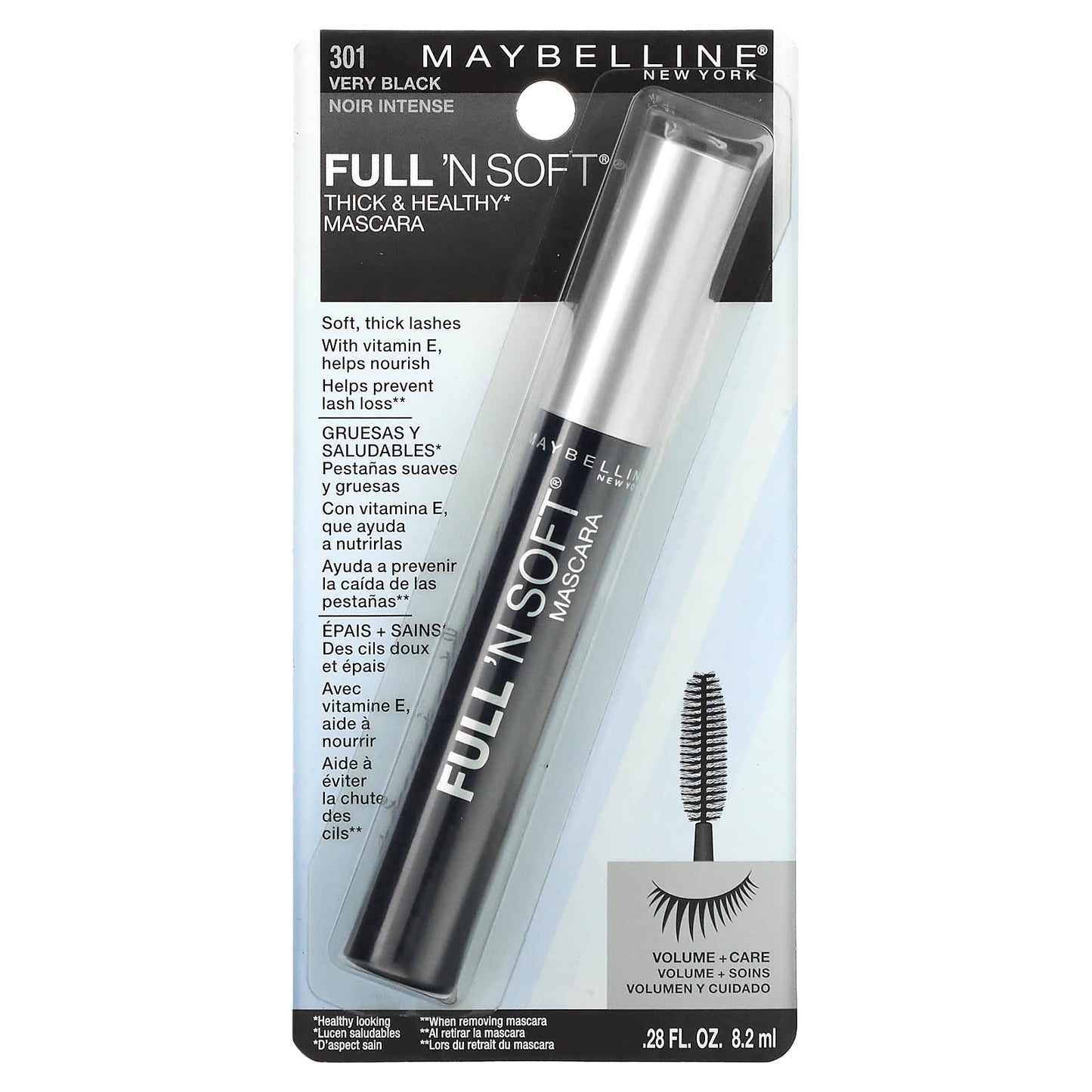 Maybelline, Full 'N Soft Mascara, 301 Very Black, 0.28 fl oz (8.2 ml)