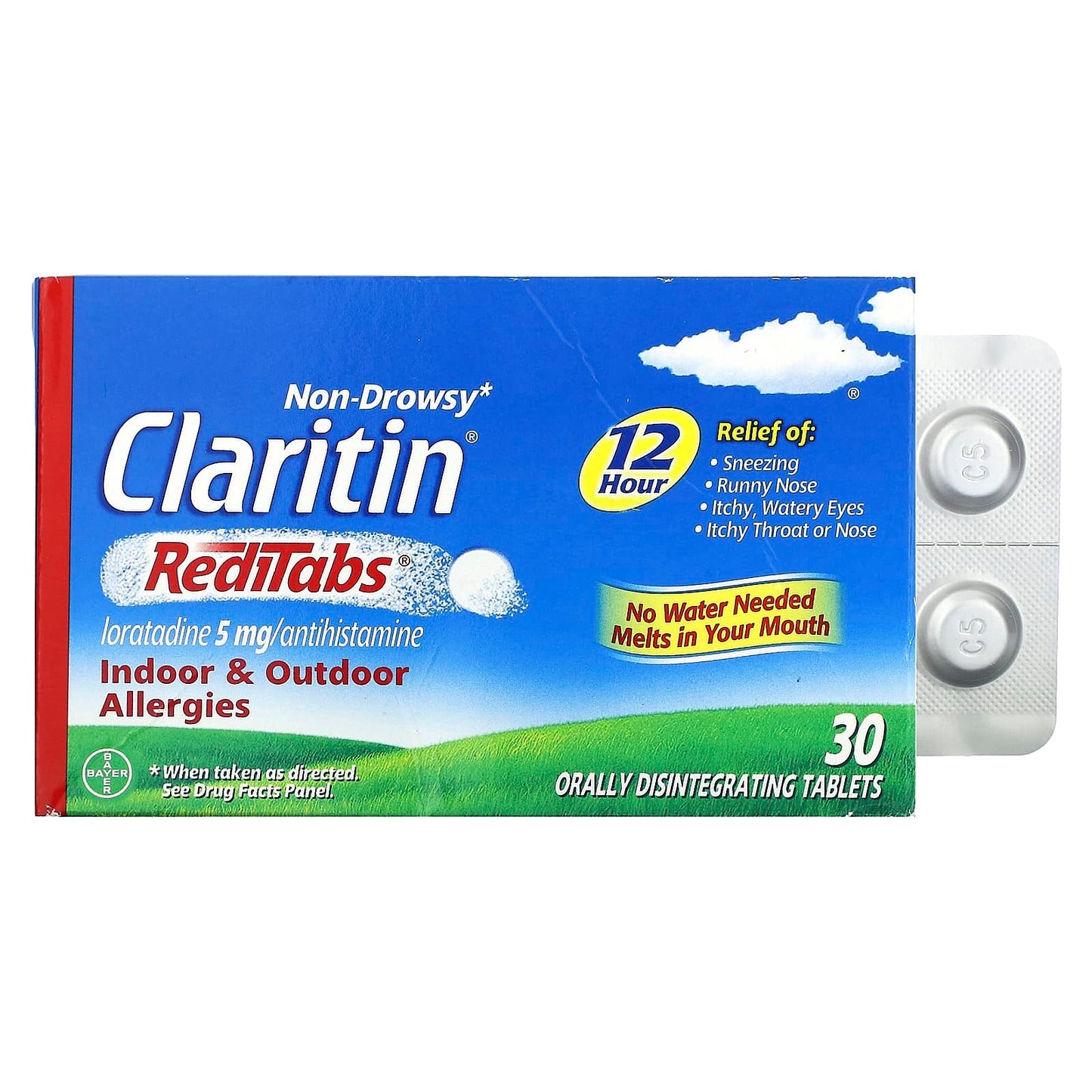 Claritin-Non-Drowsy RediTabs-Indoor & Outdoor Allergies-5 mg-30 Orally Disintegrating Tablets