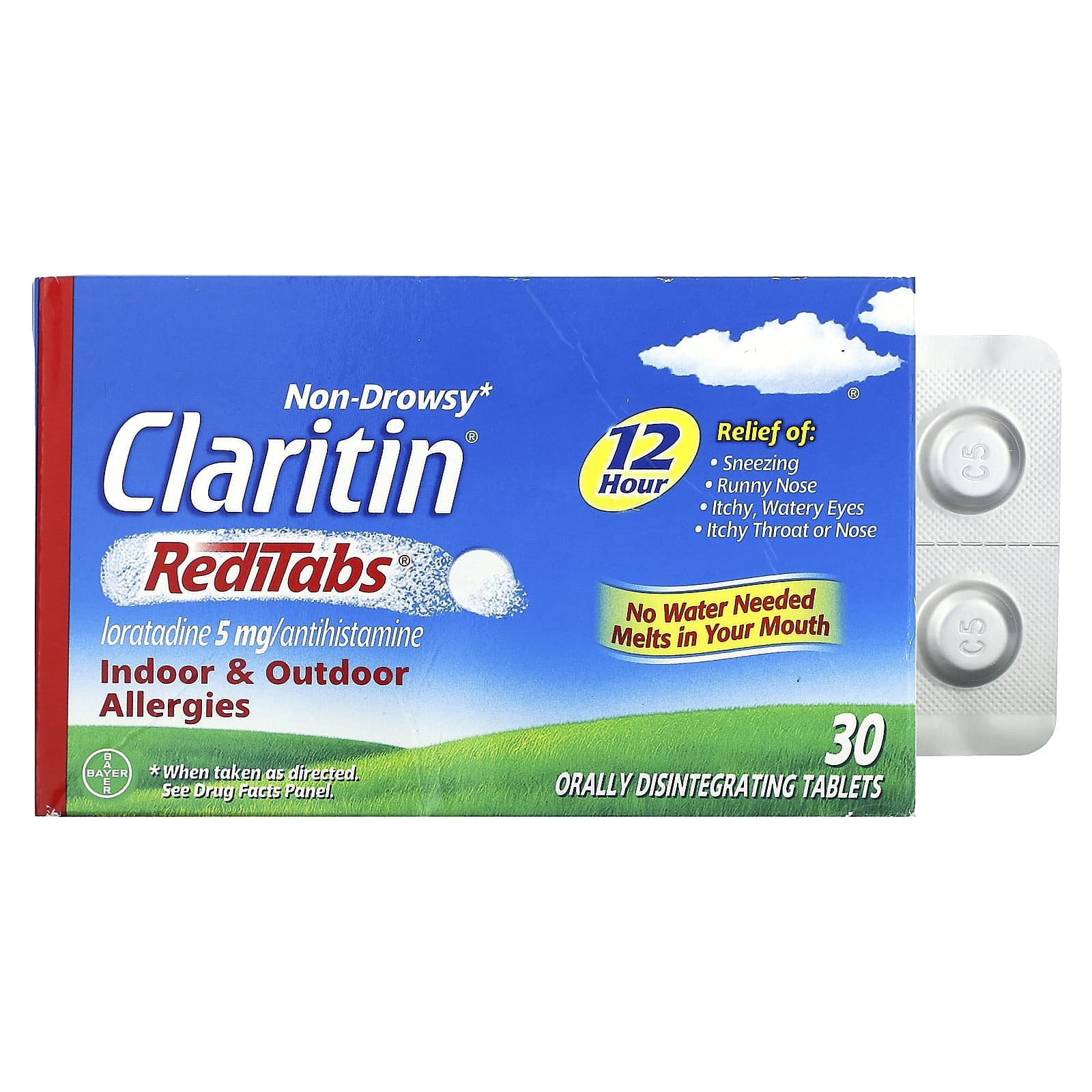 Claritin-Non-Drowsy RediTabs-Indoor & Outdoor Allergies-5 mg-30 Orally Disintegrating Tablets