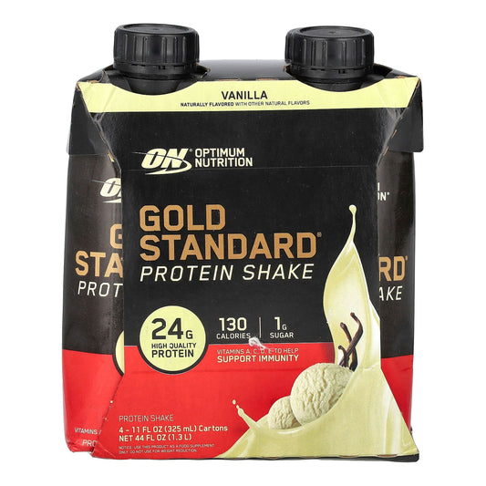 Optimum Nutrition-Gold Standard Protein Shake-Vanilla-4 Cartons-11 fl oz (325 ml) Each