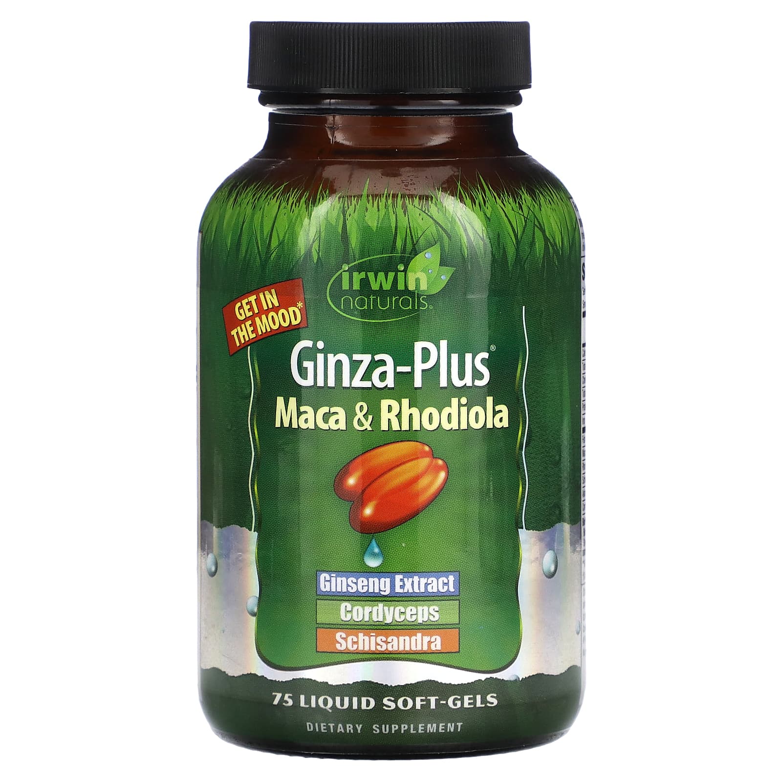 Irwin Naturals-Ginza-Plus-Maca & Rhodiola -75 Liquid Soft-Gels