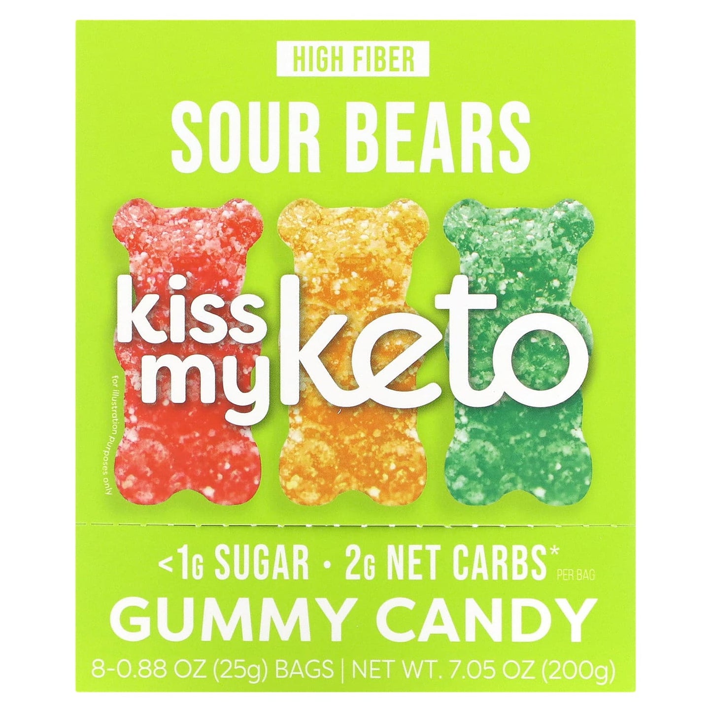 Kiss My Keto-Gummy Candy-Sour Bears-8 Bags-0.88 oz (25 g)