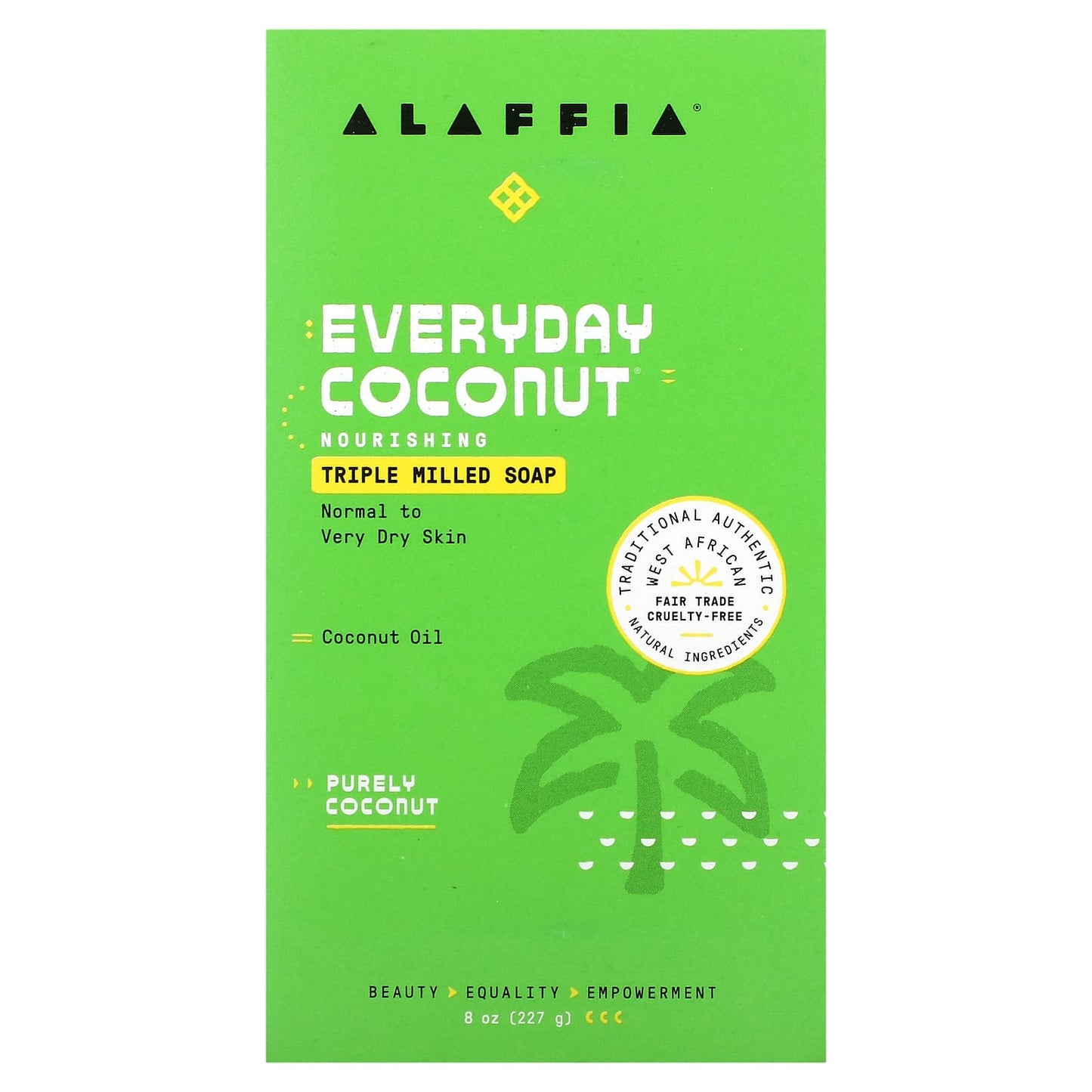 Alaffia-Everyday Coconut -Triple Milled Soap Bar-Purely Coconut-8 oz (227 g)