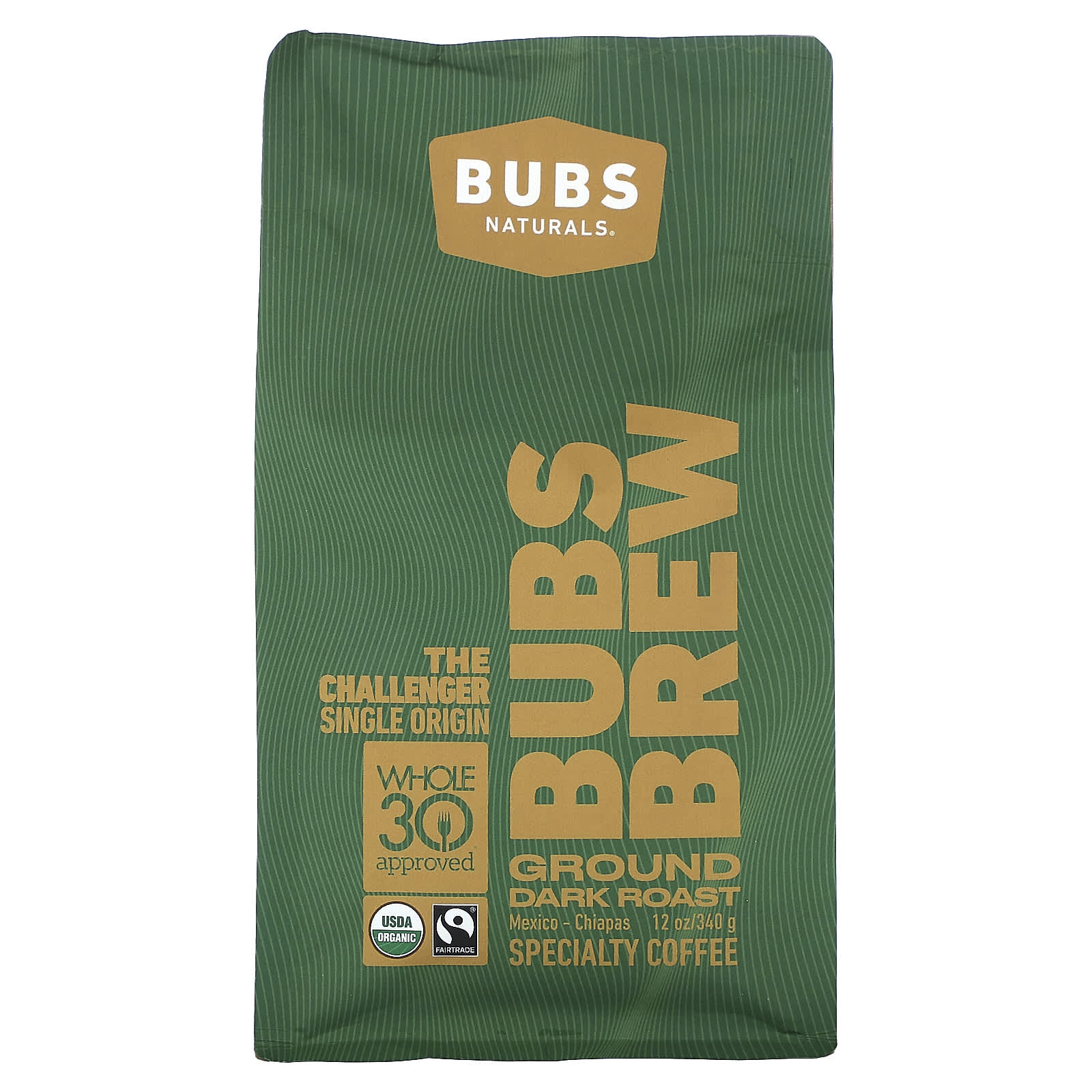 BUBS Naturals-Bubs Brew-The Challenger Single Origin-Ground-Dark Roast-12 oz (340 g)