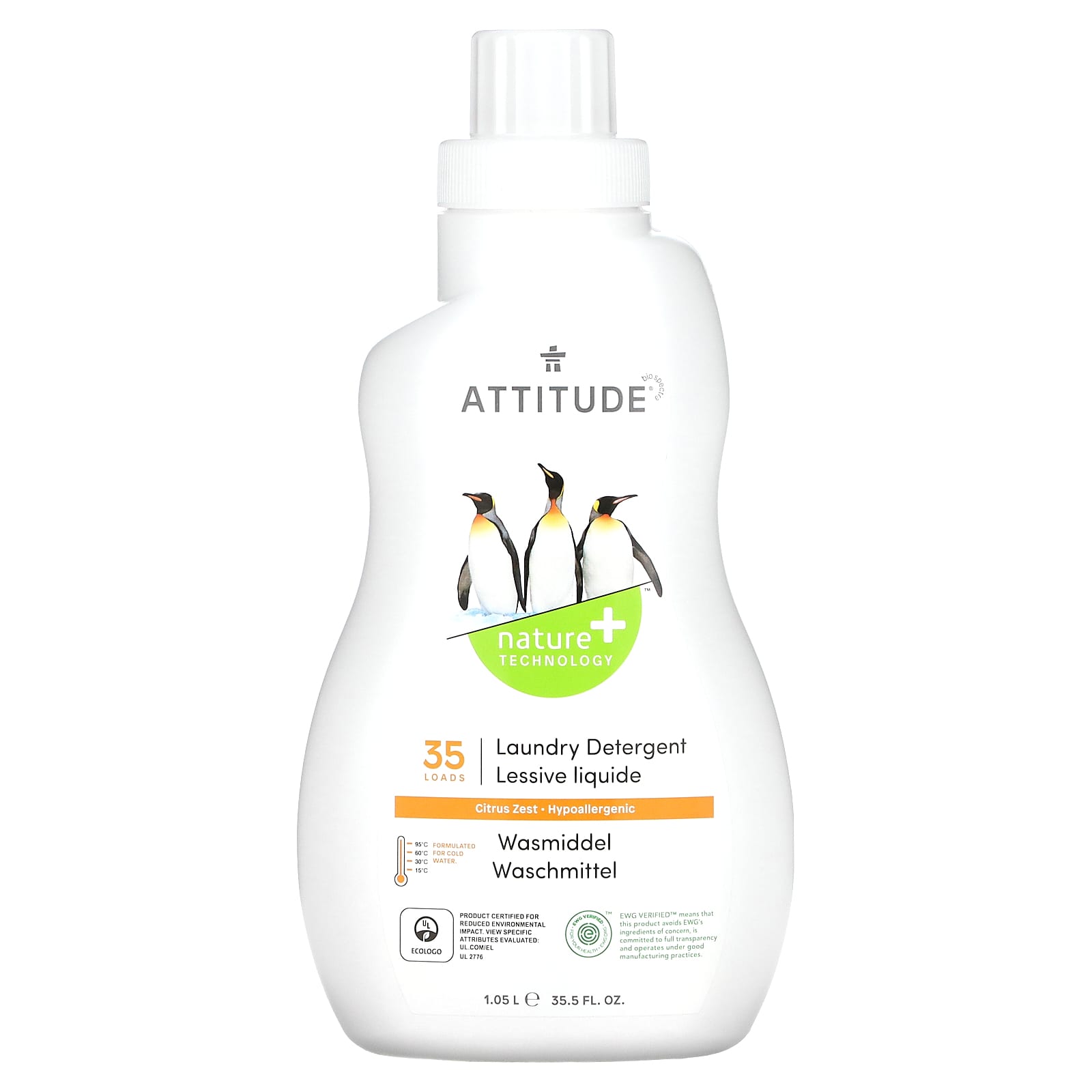 ATTITUDE-Laundry Detergent-Citrus Zest-35.5 fl oz (1.05 l)