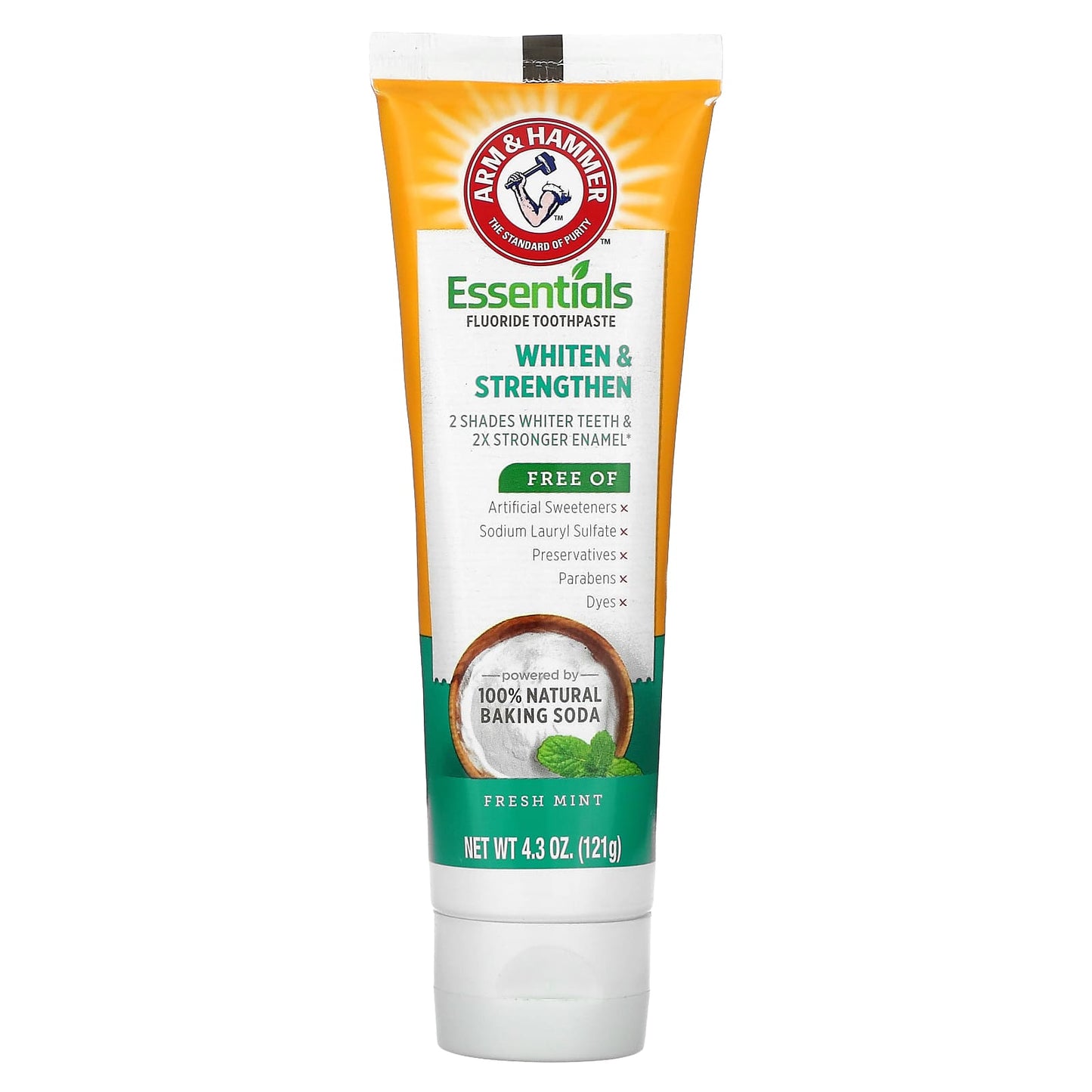 Arm & Hammer-Whiten & Strengthen-Essential Fluoride Toothpaste-Fresh Mint-4.3 oz (121 g)