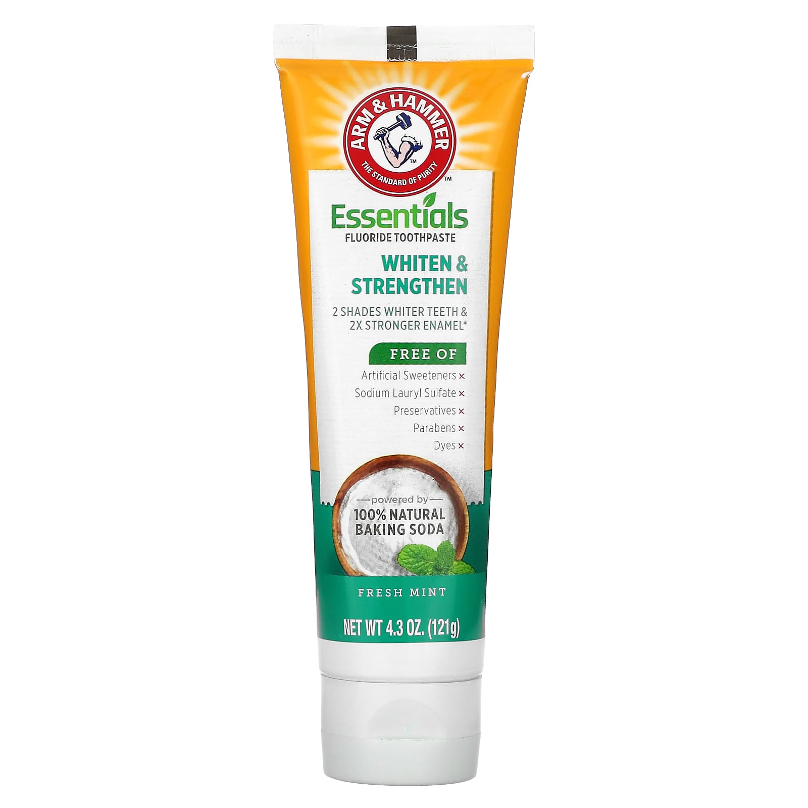 Arm & Hammer-Whiten & Strengthen-Essential Fluoride Toothpaste-Fresh Mint-4.3 oz (121 g)