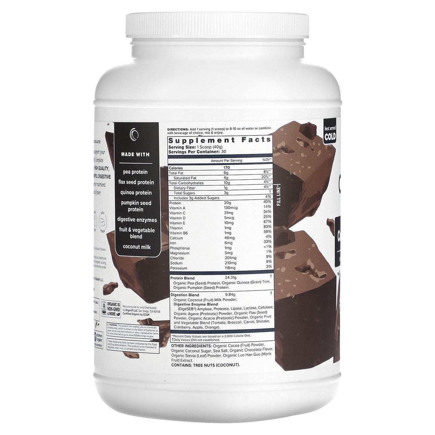 Organifi, Complete Protein, Chocolate, 42.33 oz (1,200 g)