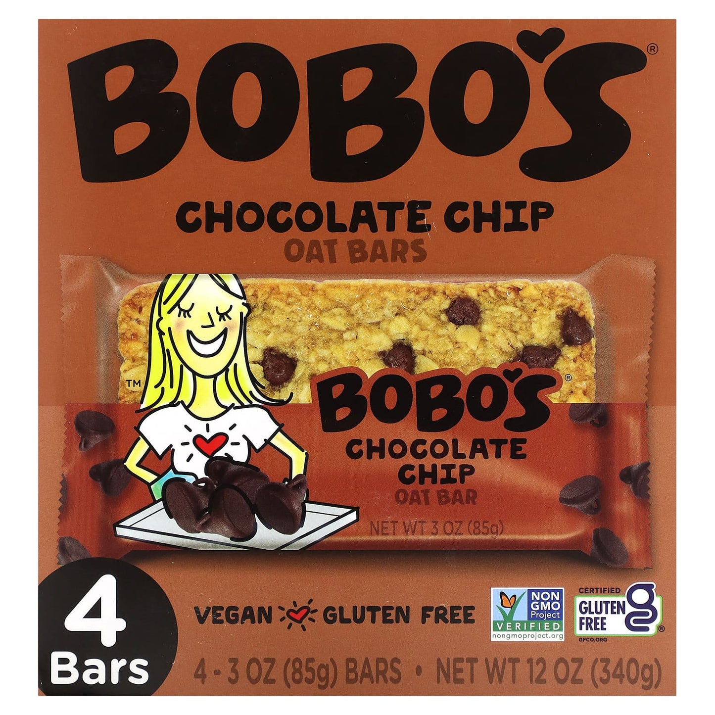 Bobo's Oat Bars-Chocolate Chip Oat Bars-4 Bars-3 oz (85 g) Each