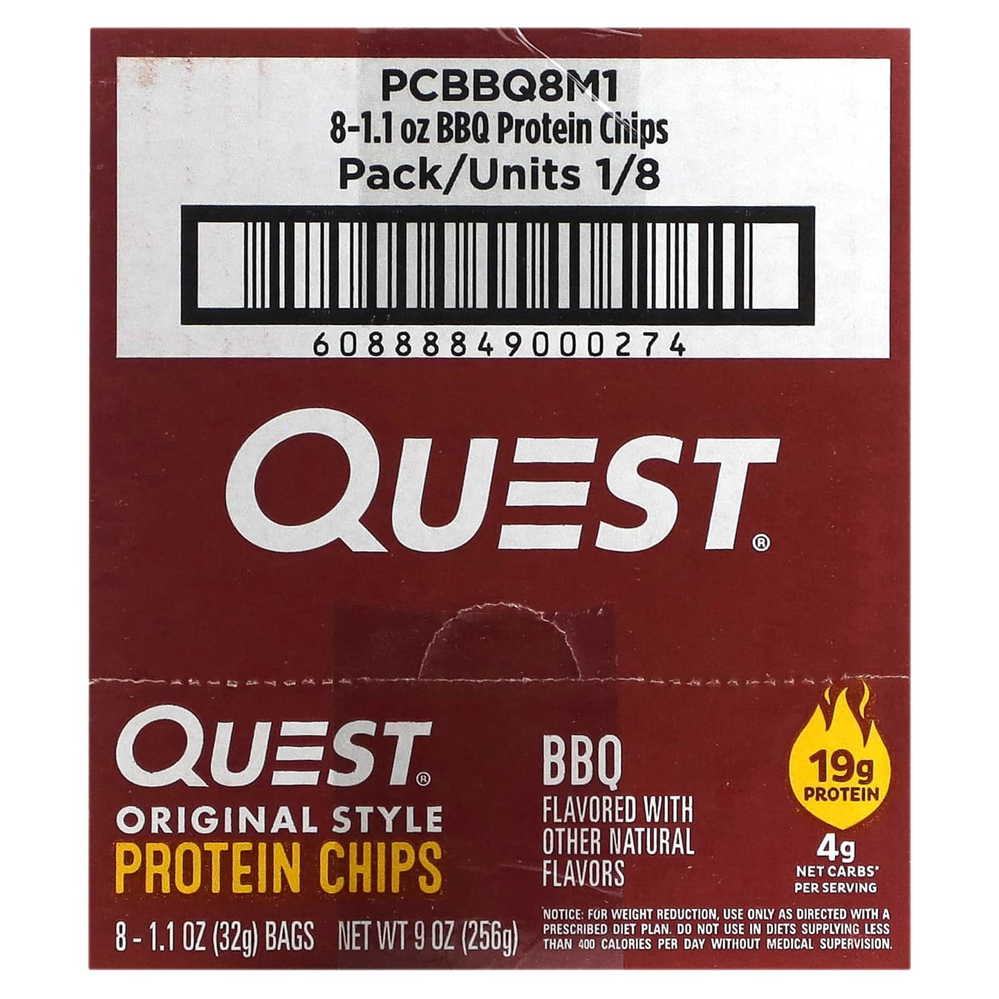 Quest Nutrition, Original Style Protein Chips, BBQ, 8 Bags, 1.1 oz (32 g) Each