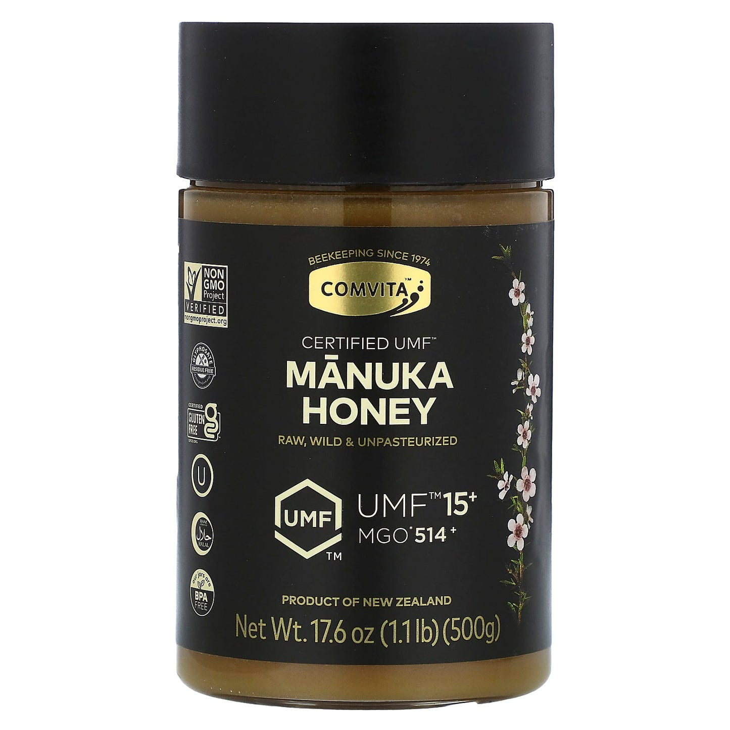 Comvita-Raw Manuka Honey-Certified UMF 15+ (MGO 514+)-17.6 oz (500 g)