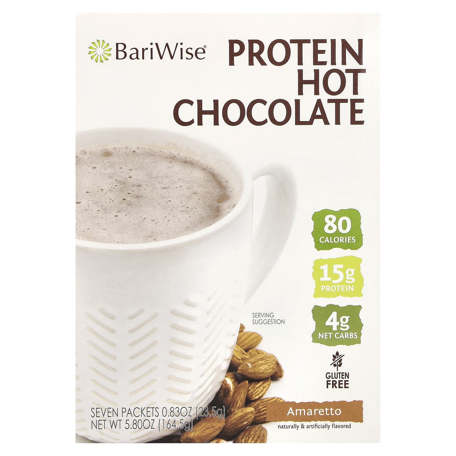 BariWise-Protein Hot Chocolate-Amaretto-7 Packets-0.83 oz (23.5 g) Each