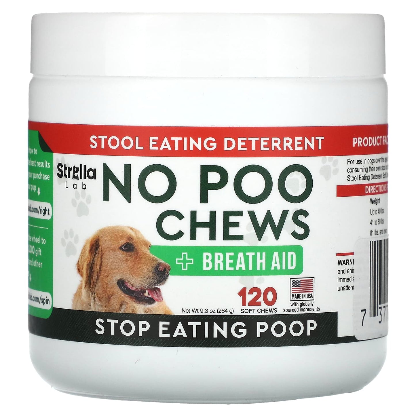 StrellaLab-No Poo Chews-For Dogs And Cats-120 Soft Chews-9.3 oz (264 g)