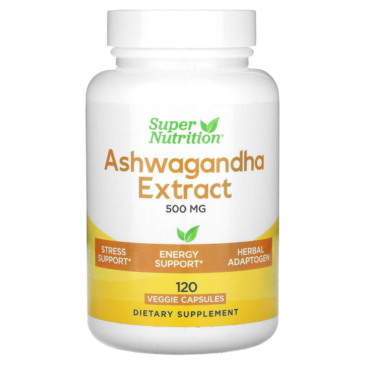 Super Nutrition-Ashwagandha-500 mg-120 Veggie Capsules