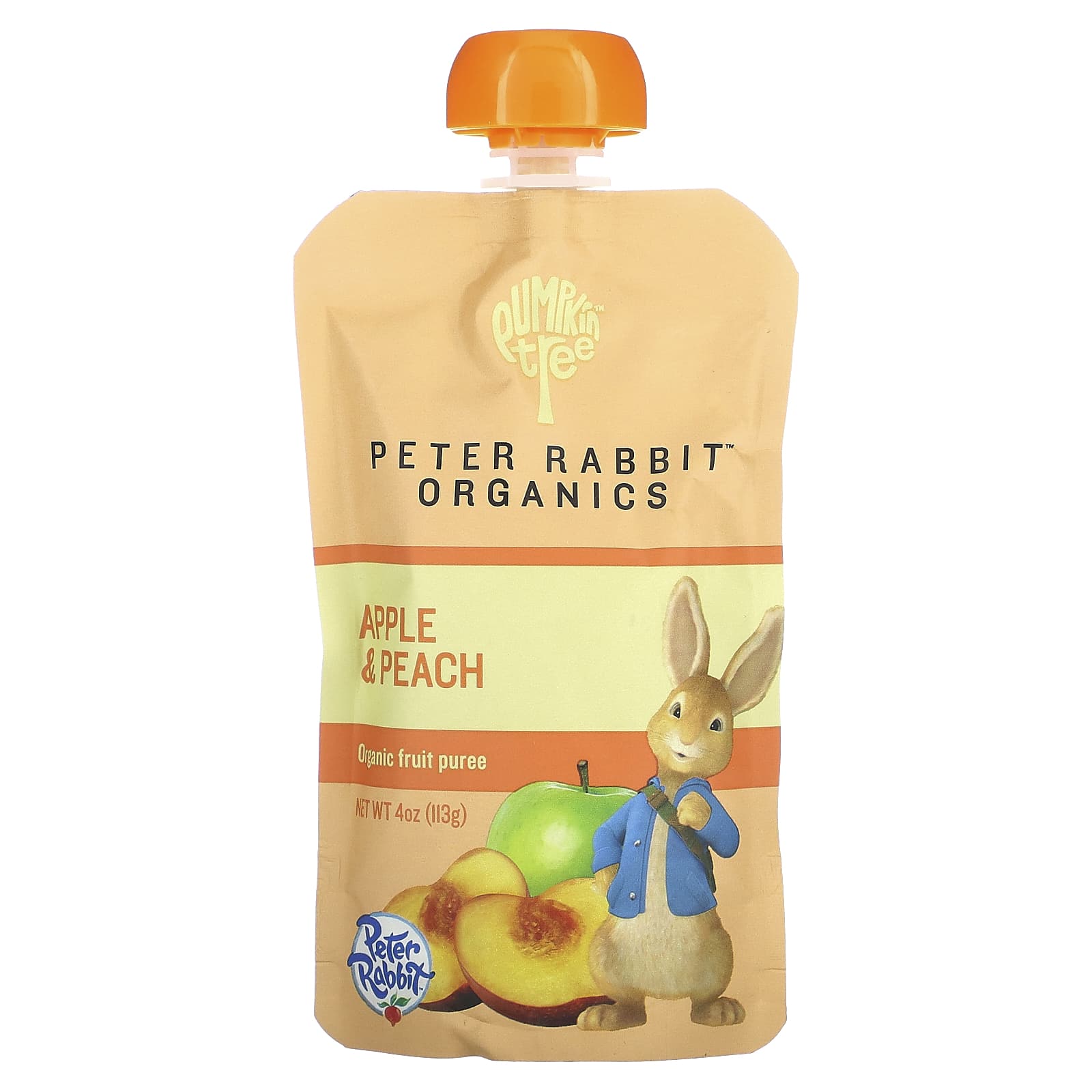 Pumpkin Tree Organics-Peter Rabbit Organics-Organic Fruit Puree-Apple & Peach-4 oz (113 g)