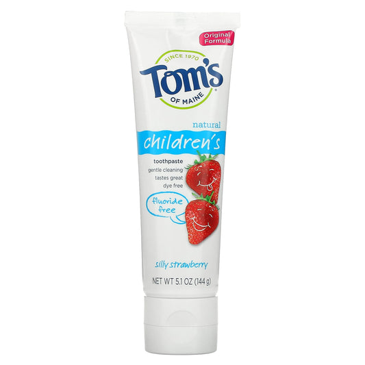 Tom's of Maine-Natural Children's Toothpaste-Fluoride-Free-Silly Strawberry-5.1 oz (144 g)