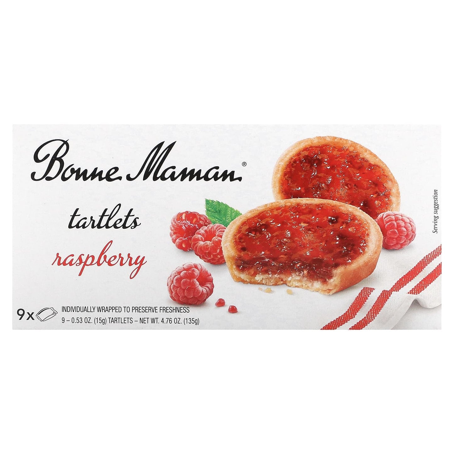 Bonne Maman-Tartlets-Raspberry-9 Tartlets-0.53 oz (15 g) Each