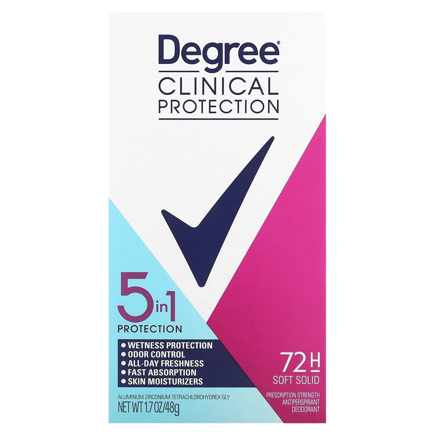 Degree-Clinical Protection-5 In 1 Protection-Antiperspirant Deodorant-Soft Solid-1.7 oz (48 g)