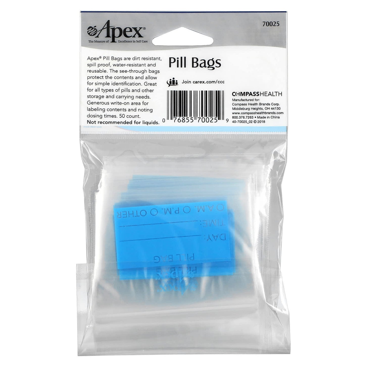 Apex, Pill Bags, 50 Count