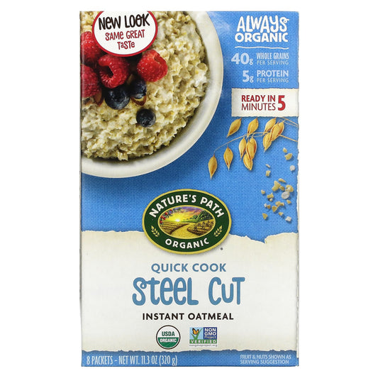 Nature's Path-Organic Instant Oatmeal-Quick Cook Steel Cut-8 Packets-11.3 oz (320 g)