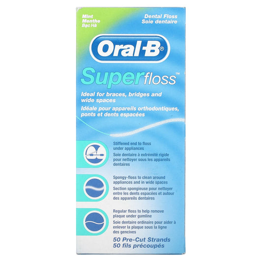 Oral-B-Super Floss-Mint-50 Pre-Cut Strands