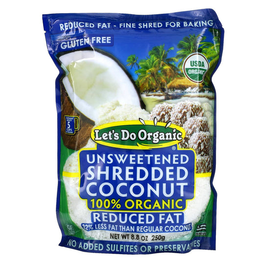 Edward & Sons-Let's Do Organic-100% Organic Unsweetened Shredded Coconut-Reduced Fat-8.8 oz (250 g)